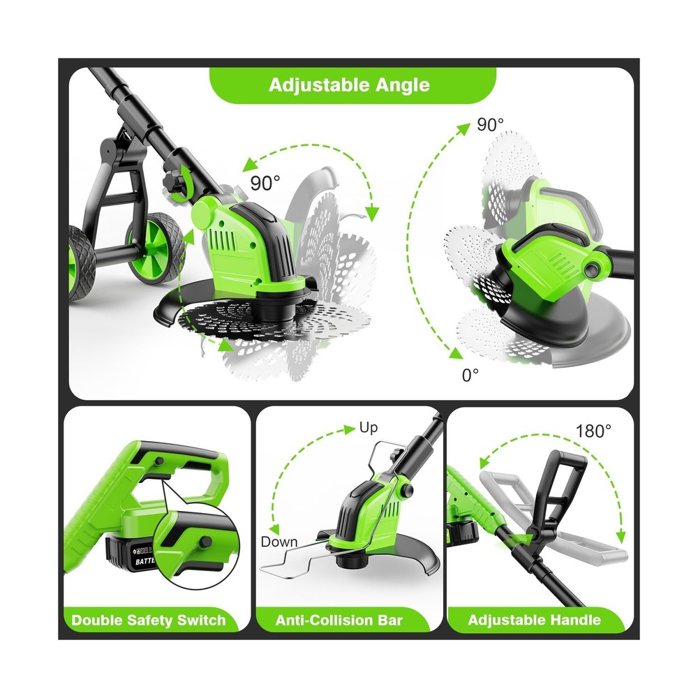 12" Stringless Weed Wacker Cordless Eater, 20000 RPM Powerful Battery Powered...