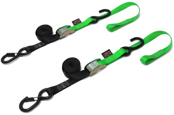 Powertye 1" Soft-Tye Tie-Downs w/ Secure Hooks Green