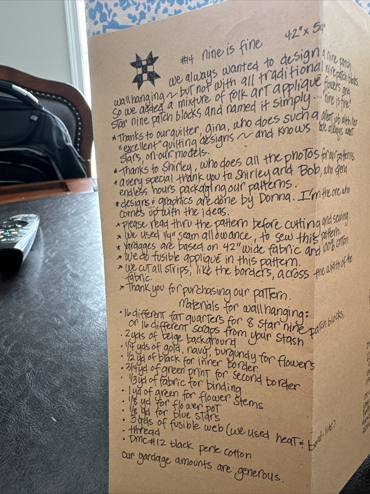 Country Lore Designs #14 Nine Is Fine Quilt Pattern