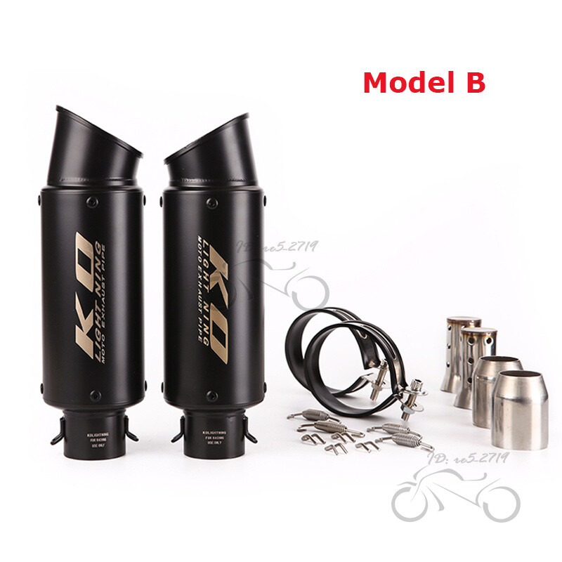 51mm Motorcycle Exhaust Tips Pair Universal Muffler Tail Pipe Left/Right System