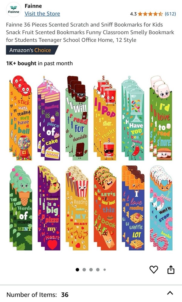 36 Pcs Scratch and Sniff Bookmarks Fruit Scented Bookmarks for Students Teens