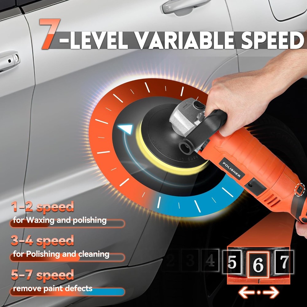Buffer Polisher, Powerful Waxer, 7 Variable Speed Polisher(red)