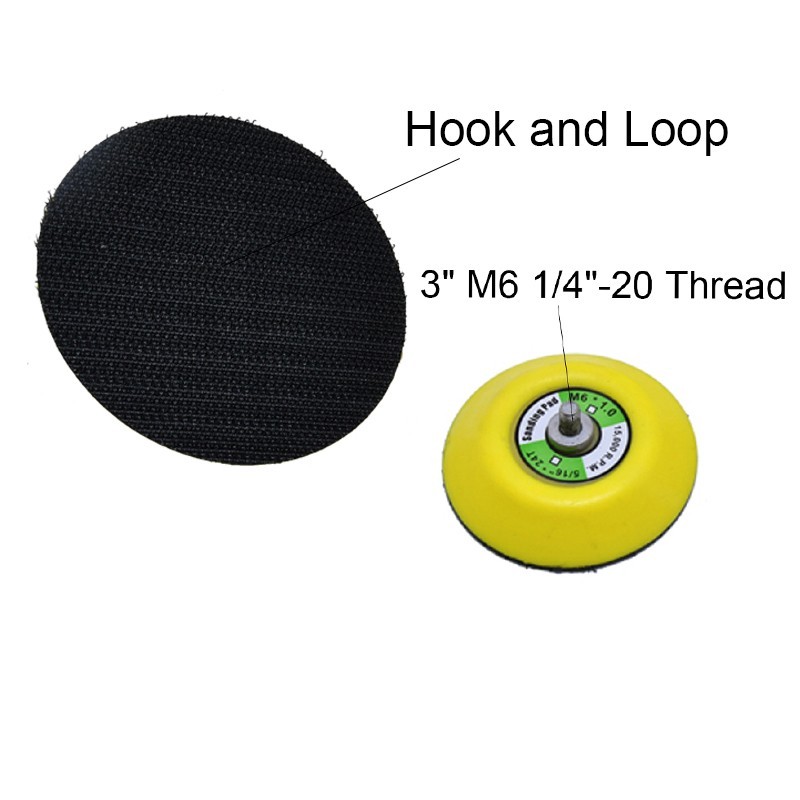 3" Dual Action Hook Loop Backing Plate M6 1/4"-20 Thread Sanding Pad