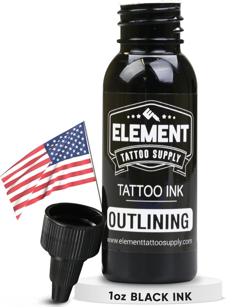 Black Tattoo Ink Safe 1oz Solid for Outlining Shading Professional
