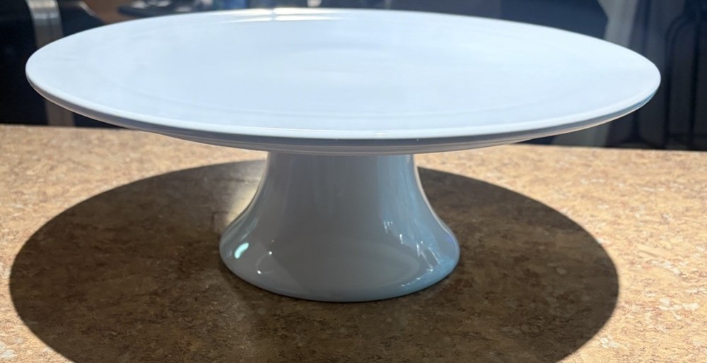 White Pampered Chef 2 Piece Cake Stand 13.25”
