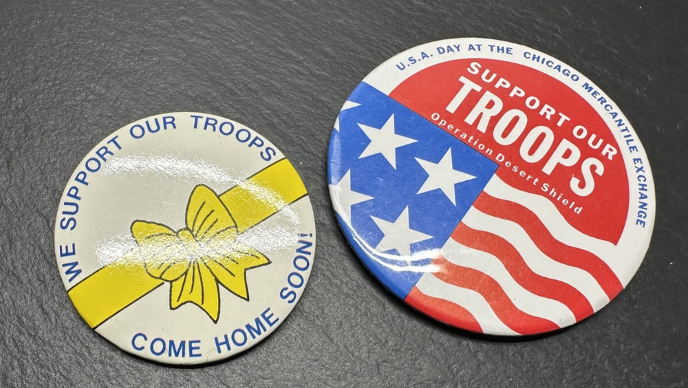 2 1990 OPERATION DESERT SHIELD SUPPORT OUR TROOPS PINS M209