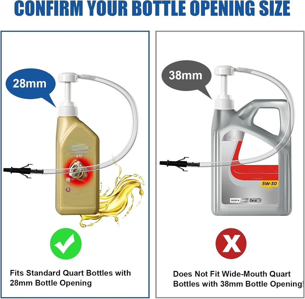 Fluid Pump for Standard Quart Bottles，8cc Per Pump Stroke, Transmission Fluid