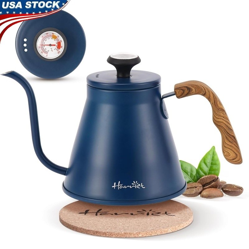 Stainless Steel Pour Over Kettle W/ Thermometer Induction Safe Ergonomic Handle