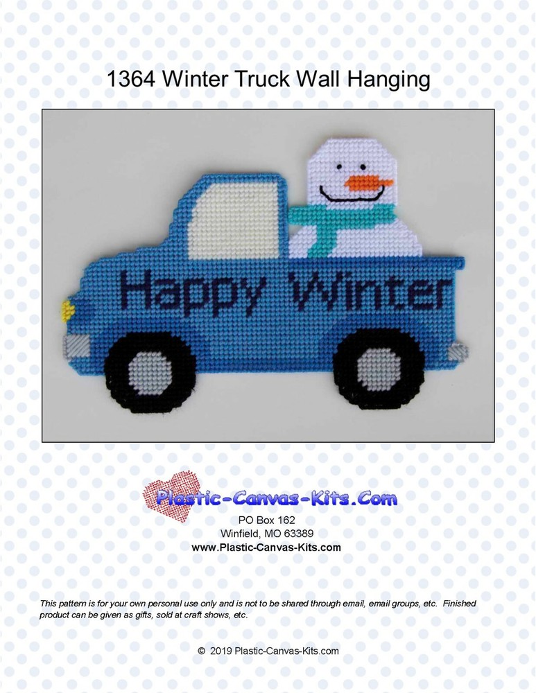 Happy Winter Truck Wall Hanging-Plastic Canvas Pattern or Kit