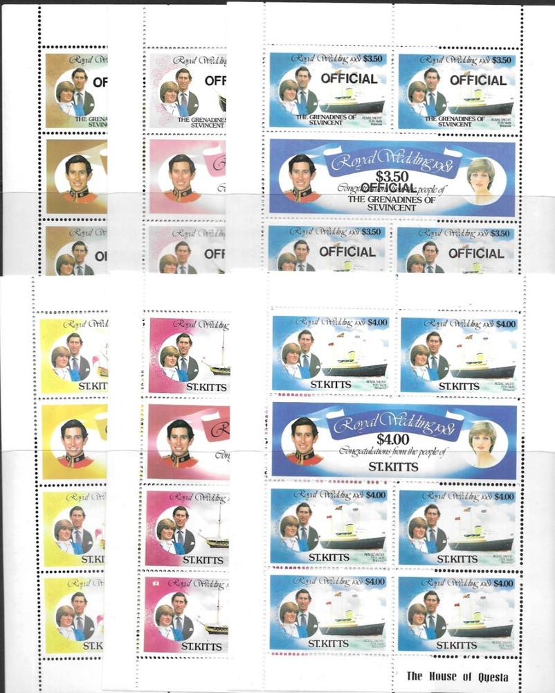 Commonwealth 1981 Mixed Selection Royal Wedding 12 x Complete Sheets MNH
