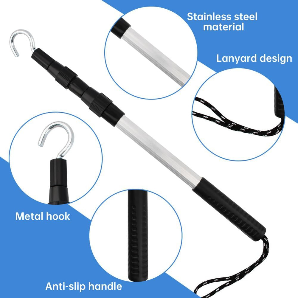 Telescopic Attic Ladder Pull Rod with D-Ring & Rope Access System Kit