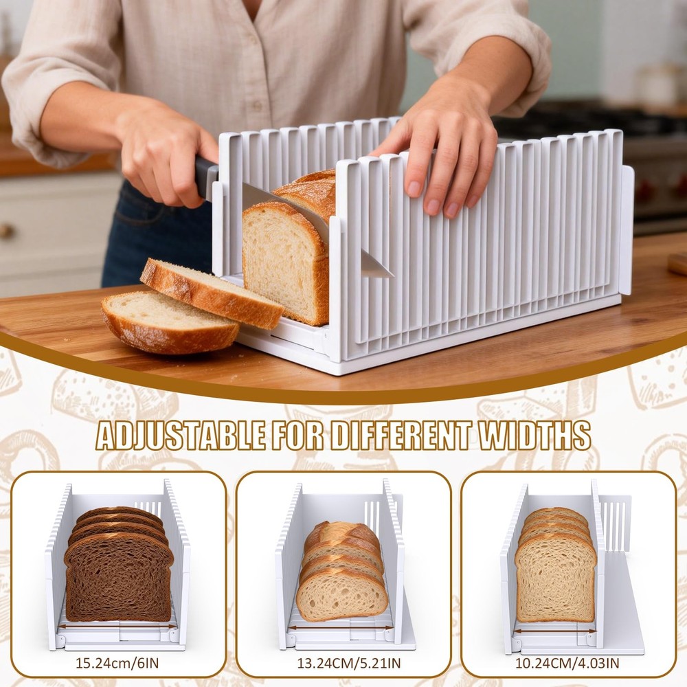 Bread Slicer,Adjustable Thickness And Width Guide Bread Slicer, Foldable and ...
