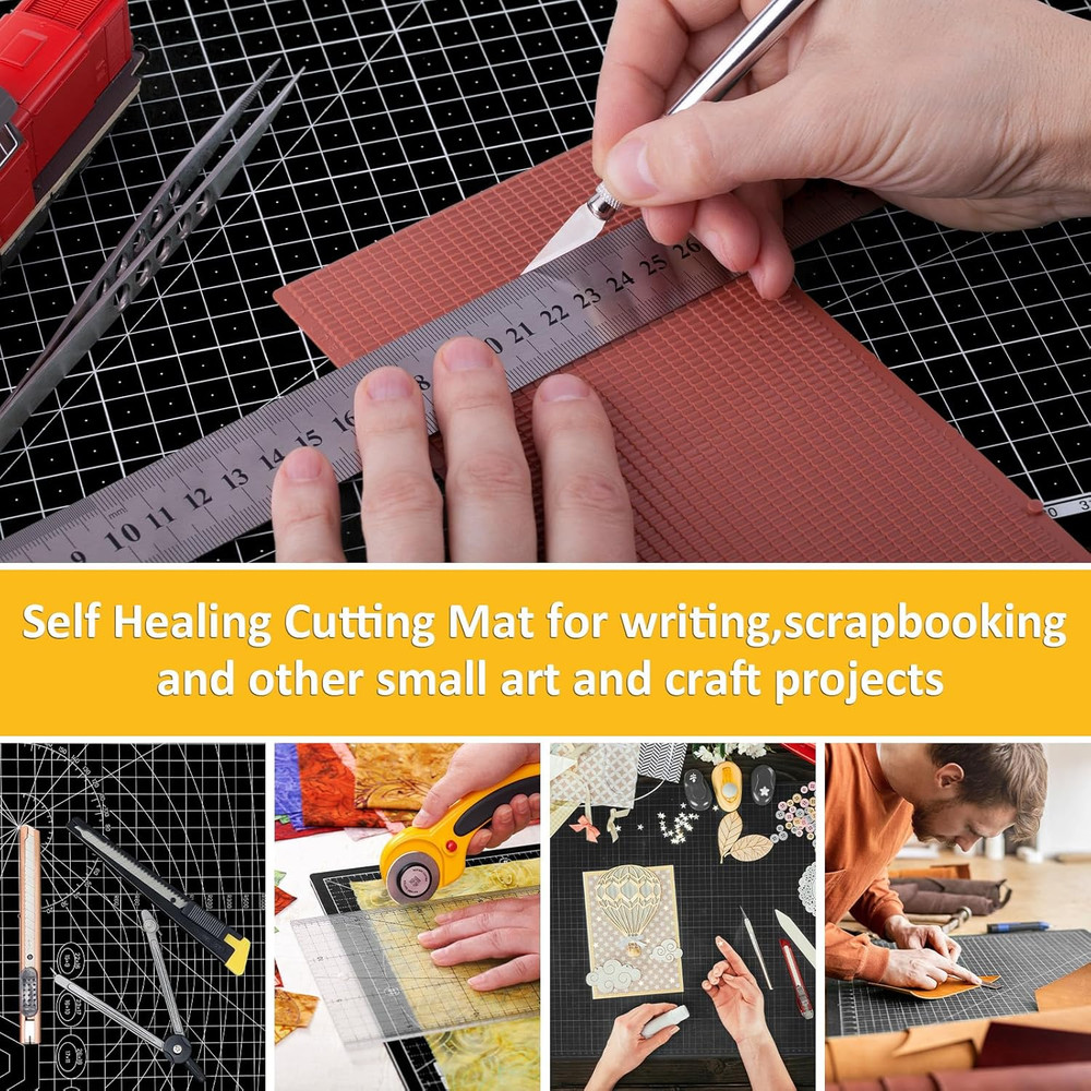 2 Pcs Large Cutting Mat Self Healing,Double Sided,Grid Line and Angles Help to C