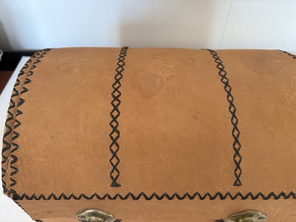 Cedar and Leather Mini Trunk Box