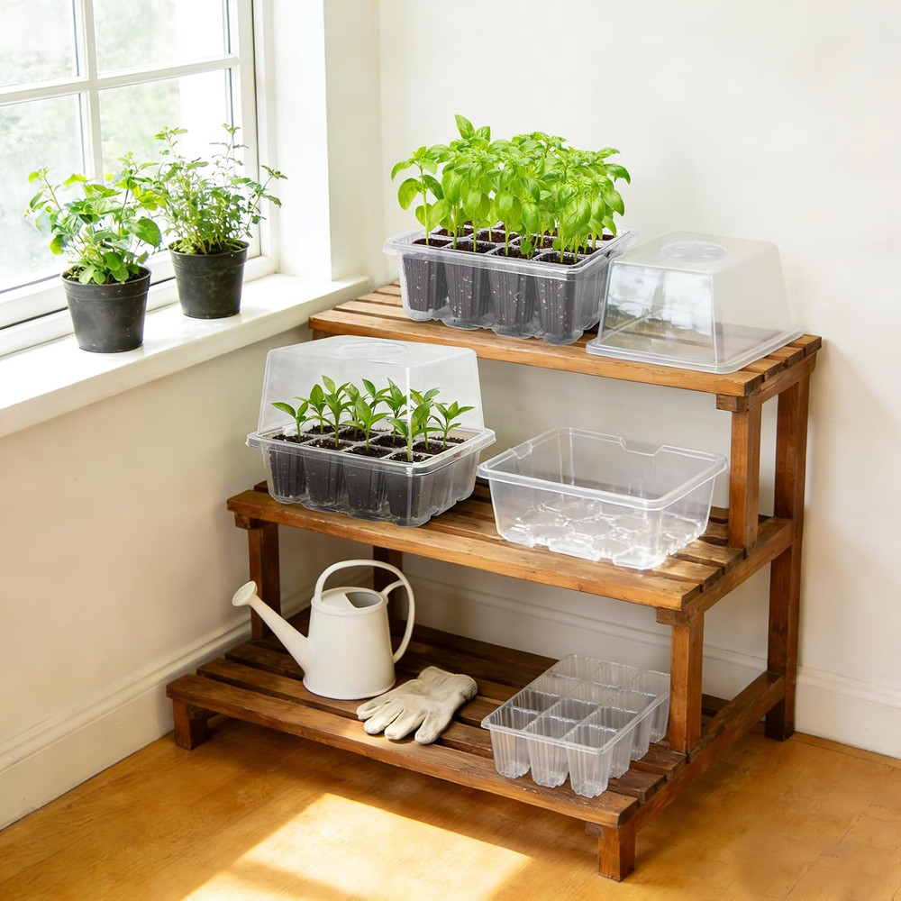 Seed Starter Tray with Elevated Lid, 120 Cells Seed Starter Kit with Adjustable