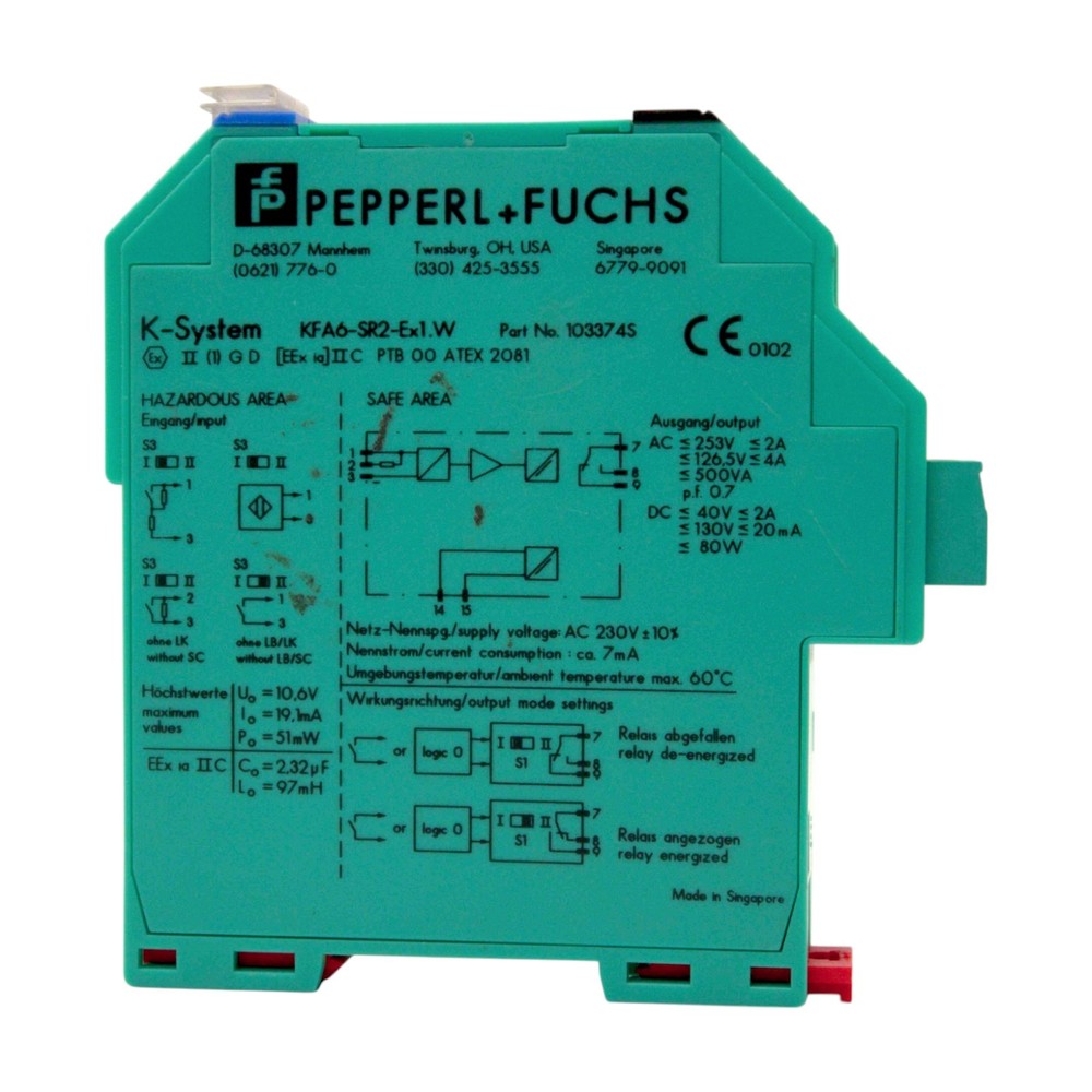 PEPPERL + FUCHS KFA6-SR2-EX1.W 103374S SHIFT AMPLIFIER