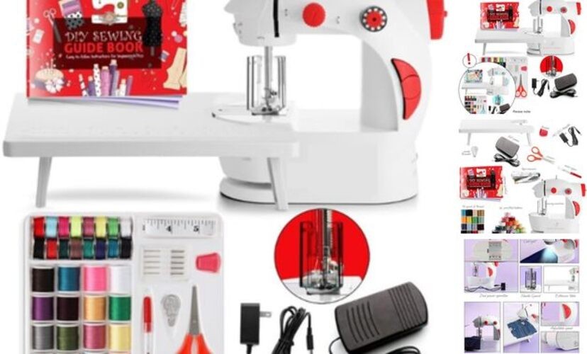 Mini Sewing Machine for Beginners, Dual Speed Small Portable Basic Set Red