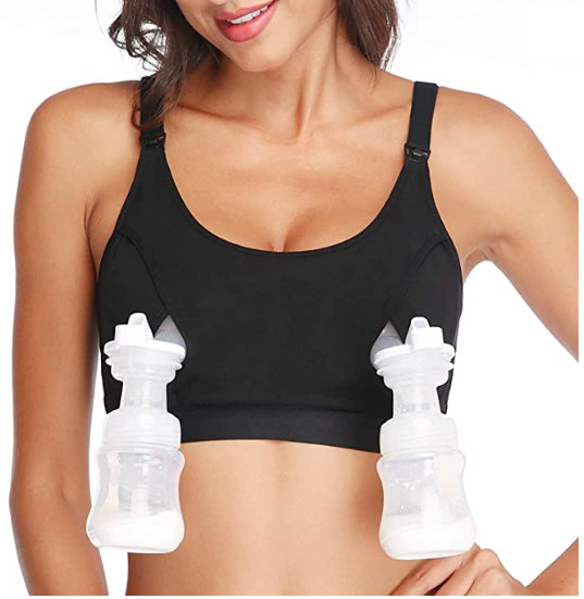 Lupantte Size XXL Hands Free Pumping Bra, Adjustable - Black