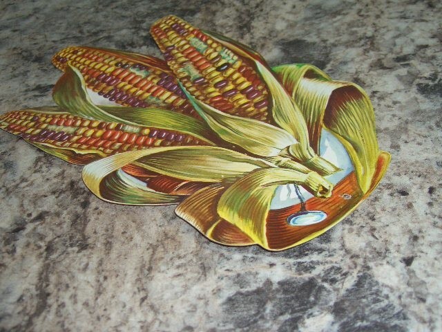 Vintage Indian Corn Single Sided Die Cut Thanksgiving decoration NICE