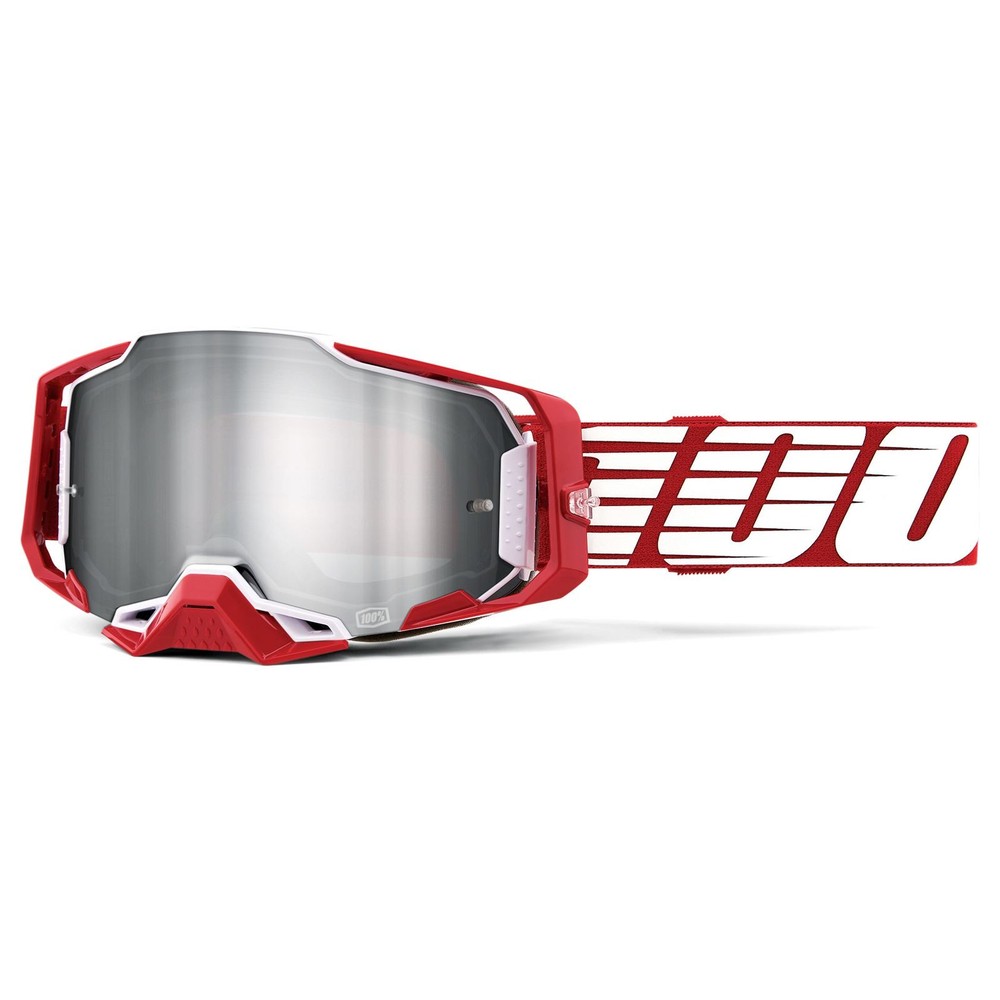 100% Armega Oversized Deep Goggles - Flash Silver Lens - Red 50005-00009