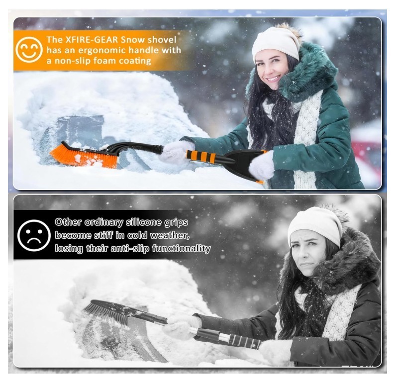 Car Snow Brush & Ice Scraper – 26.8" 2-in-1 Winter Windshield Tool