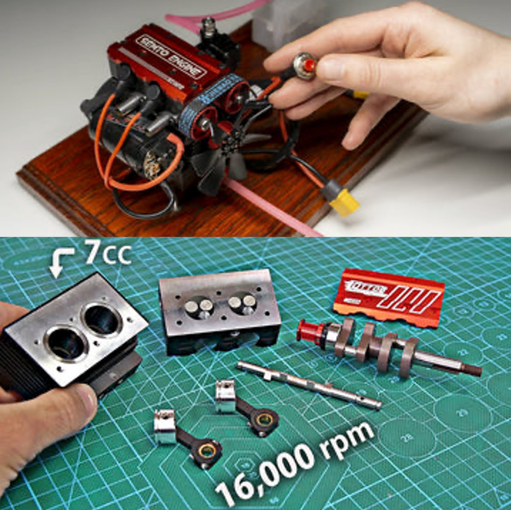 L200AC 4-Stroke 7cc 2-Cylinder Nitro mini Engine Kit & Ignition Module DIY