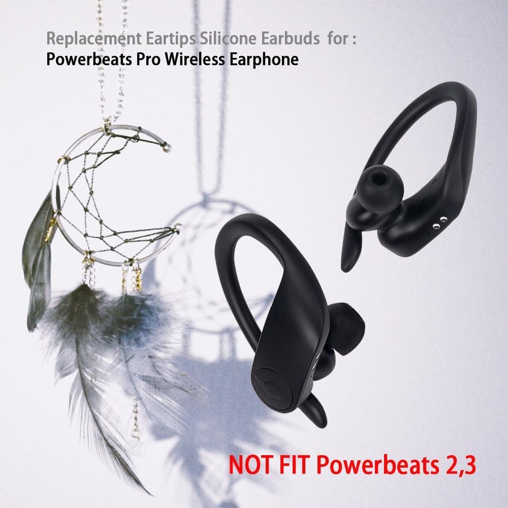 Replacement Eartips Compatible with Powerbeats Pro Wireless Earphone Black