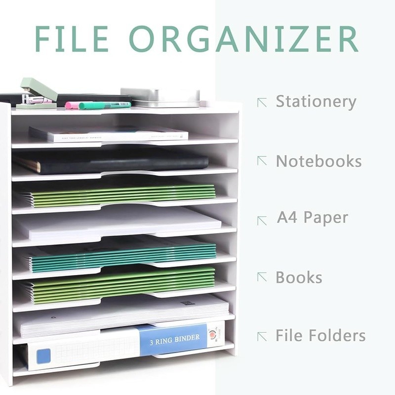 File Organizer Desk Document Holder Letter Mail Tray Storage Rack Home Office