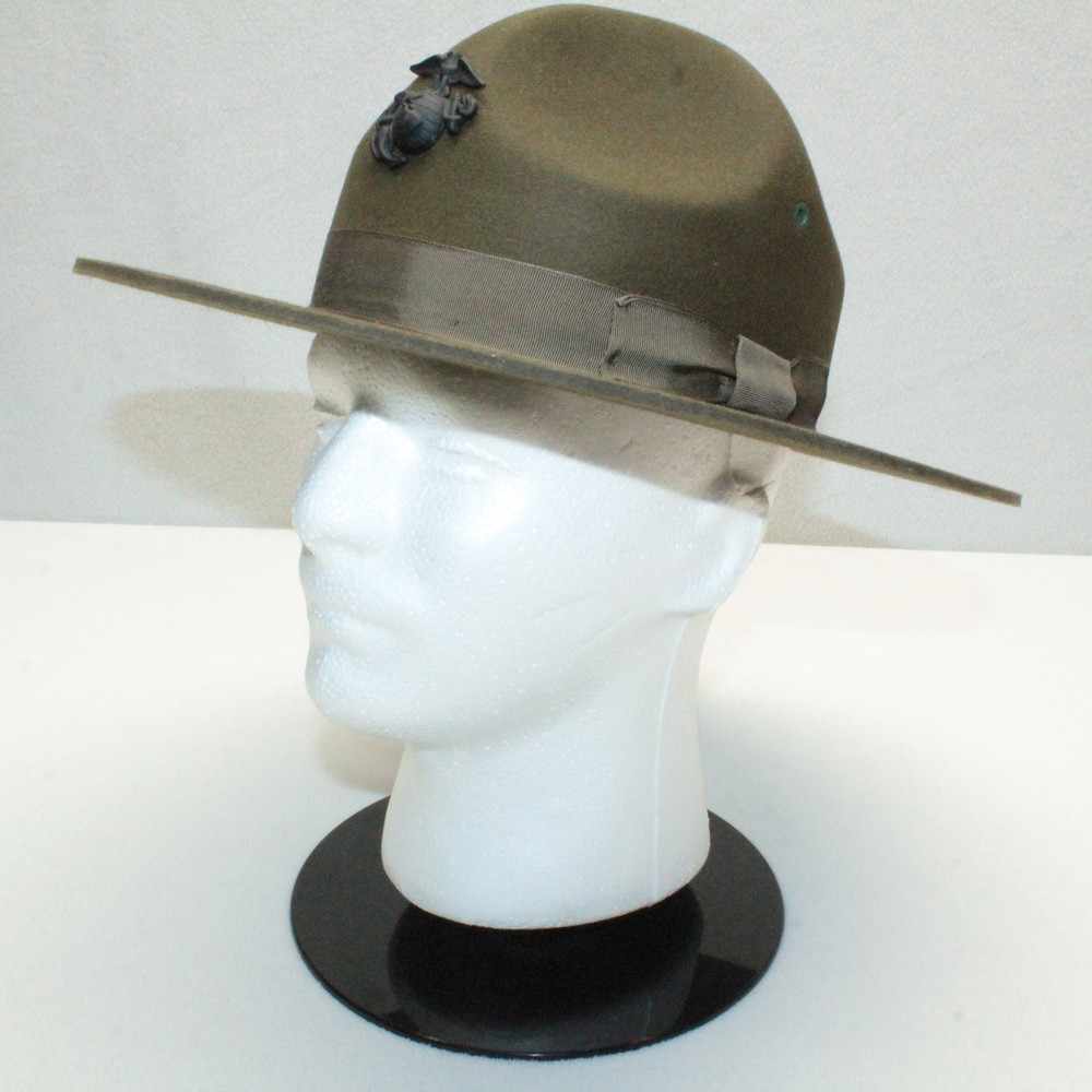US Army Olive Green Felt Hat Drill Sergeant Instructor F40: Even Size 6¾