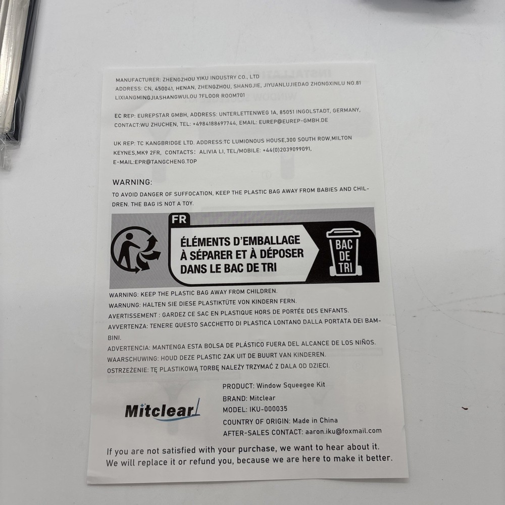 Professional Window Cleaning Kit 14IN, with Silicone Squeegee Blade, Microfib...