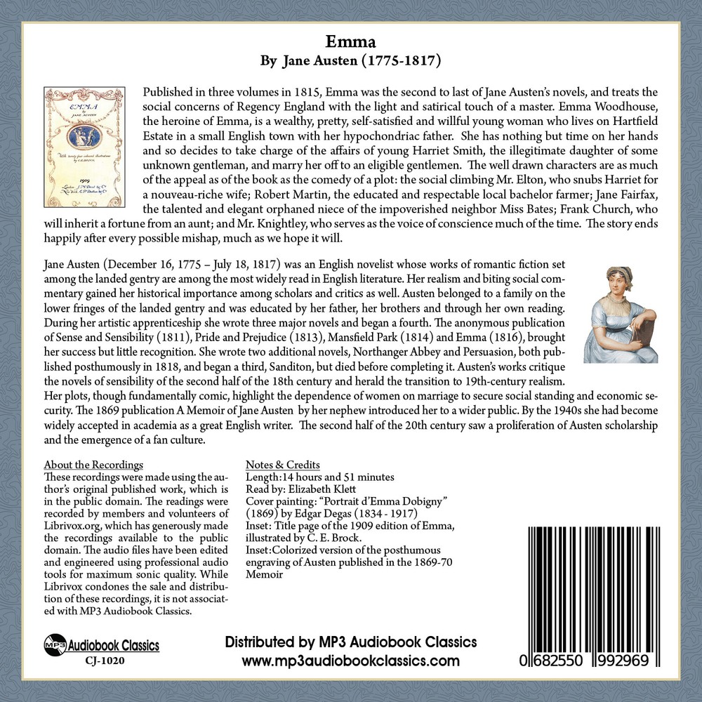 Emma - Unabridged MP3 CD Audiobook in CD jacket