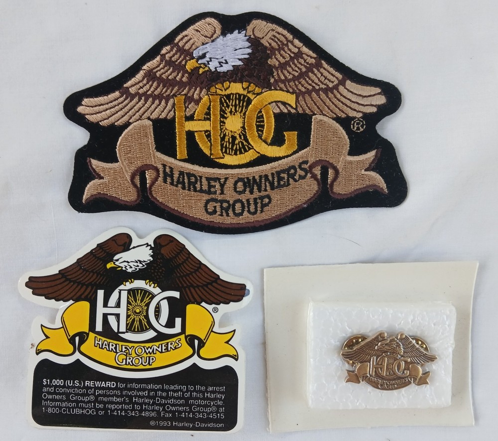Harley Davidson H.O.G. patch, pin and decal.