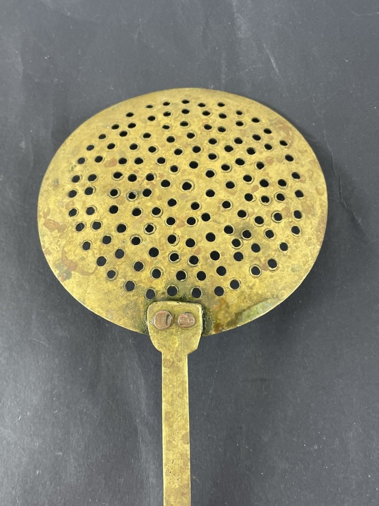 Vintage Brass Oval Ladle Strainer Spoon