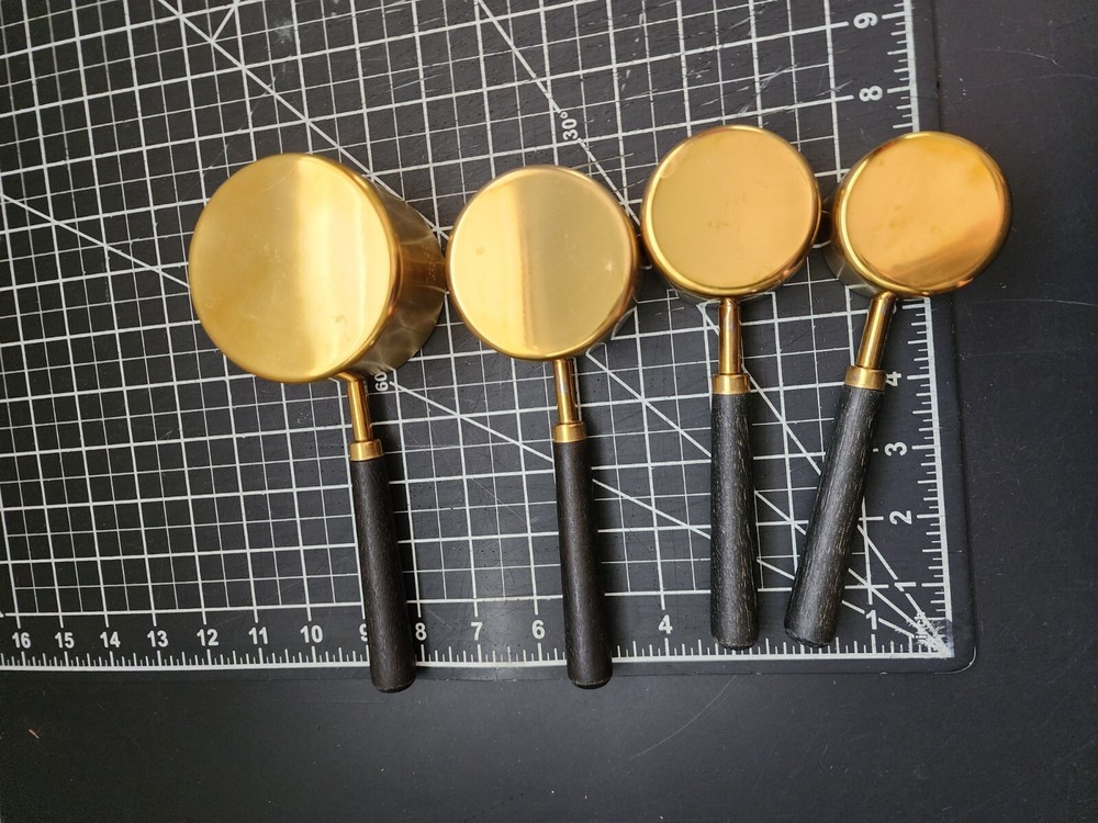 Gold Measuring Cups SET w/ Wood Handles