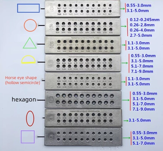 Wire Drawplate Jewelry Making Tools Half Round Square Triangle Hexagonal