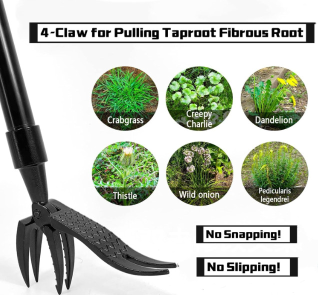 Weeder Puller Stand Up Weed Tool Handle Claw Garden Outdoor Root Remover Killer