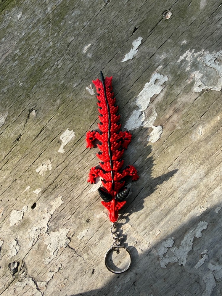 3d printed dragon keychain -Red, Black, & White