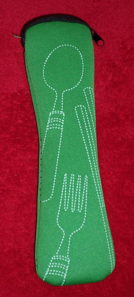 EUC Fabric Zip Flatware Travel Pouch - Green