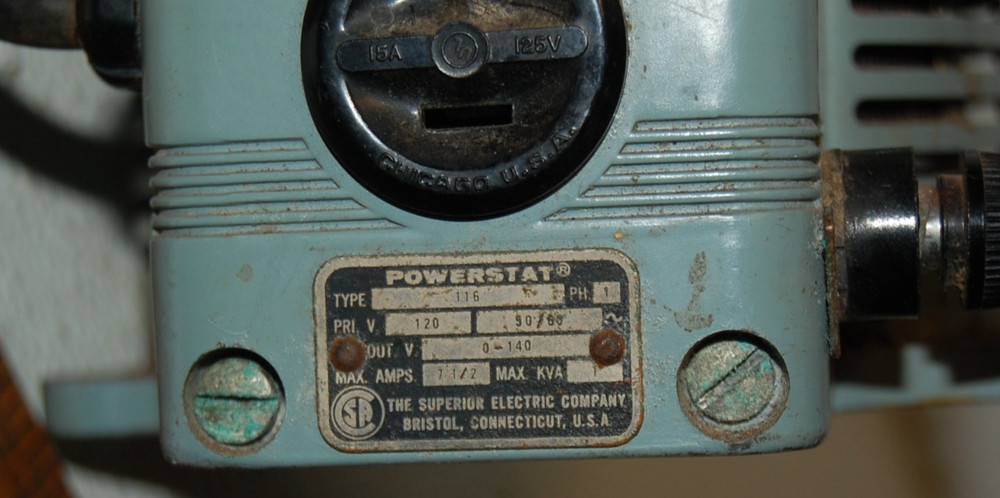 SUPERIOR ELECTRIC CO POWERSTAT VARIABLE TRANSFORMER TYPE 116
