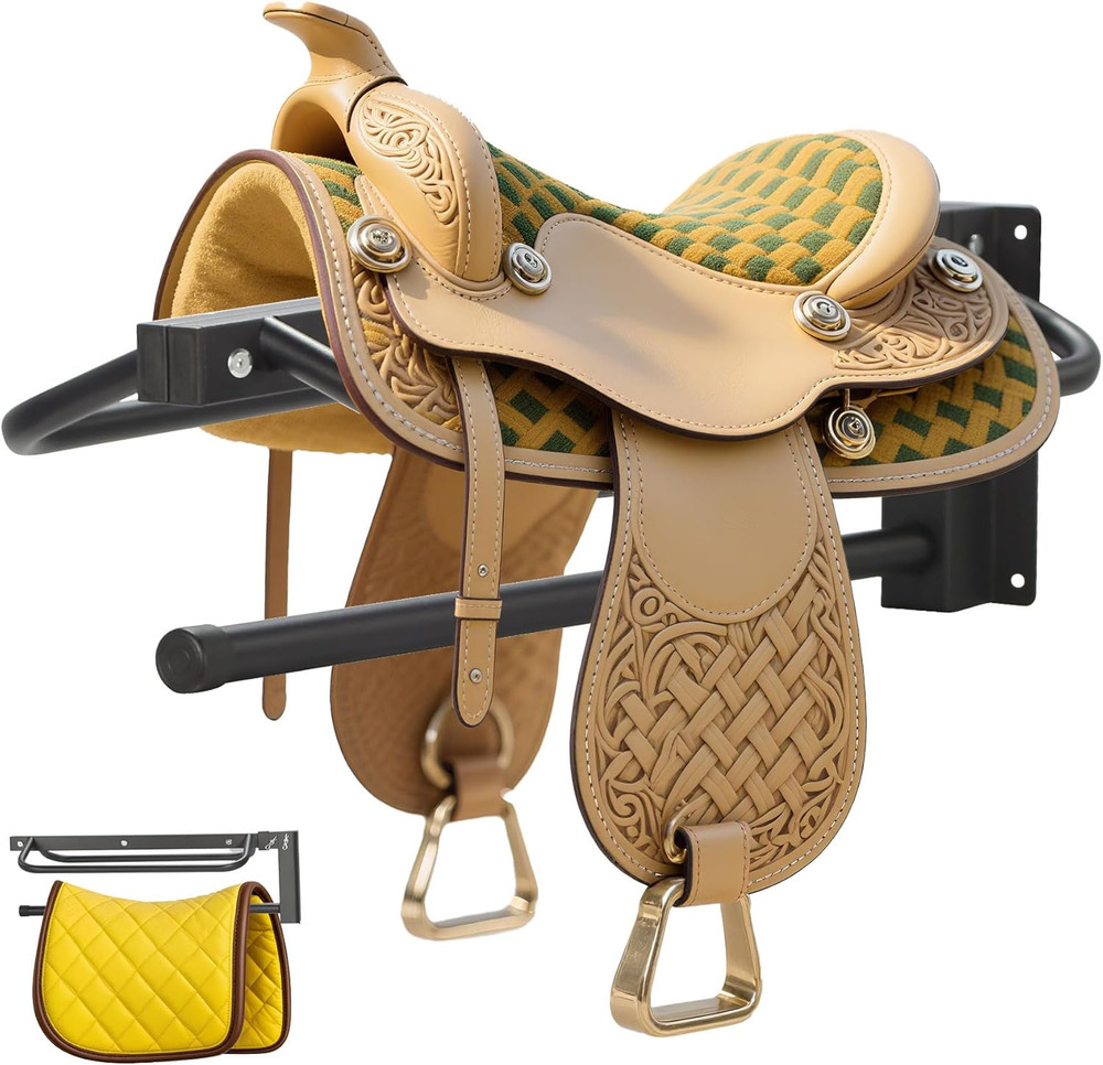 1 Pack Thickened Saddle Rack with Pad Bar,Wall Mounted Saddle Rack, Heavy Duty S