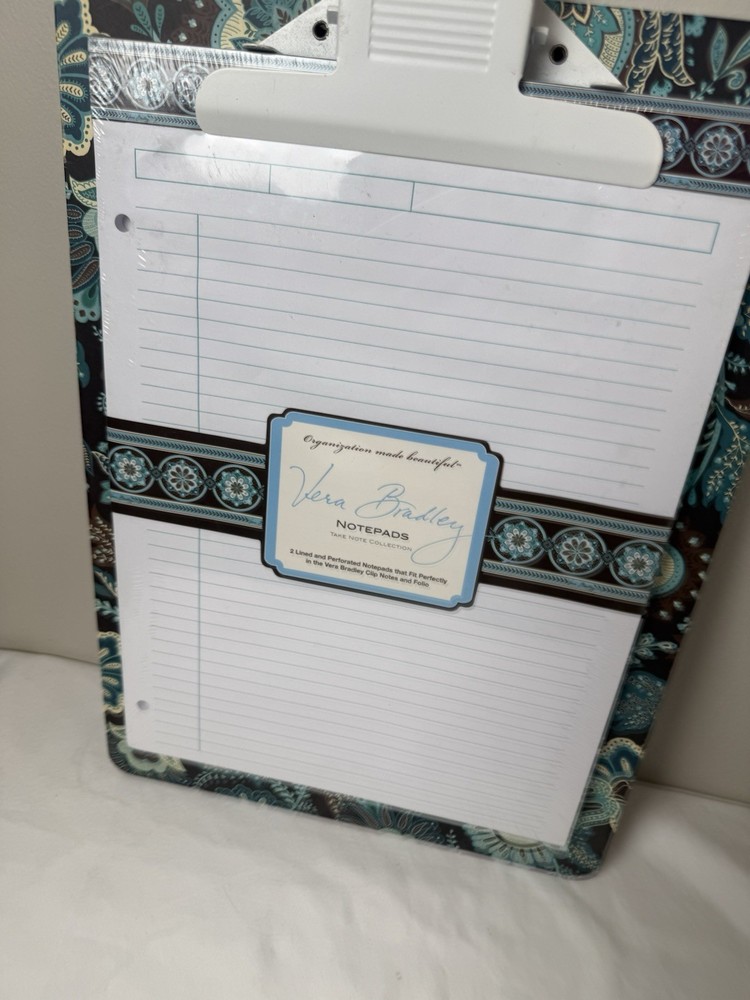 Vera Bradley Java Blue Clipboard And Note Pad Set NEW