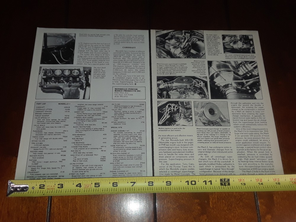 JOE MONDELLO OLDS 455 TRANS AM ORIGINAL 1985 ARTICLE