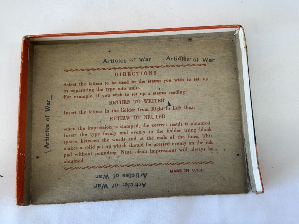 FULTON RUBBER TYPE OUFIT STAMP PRINT KIT IN ORIGINAL BOX