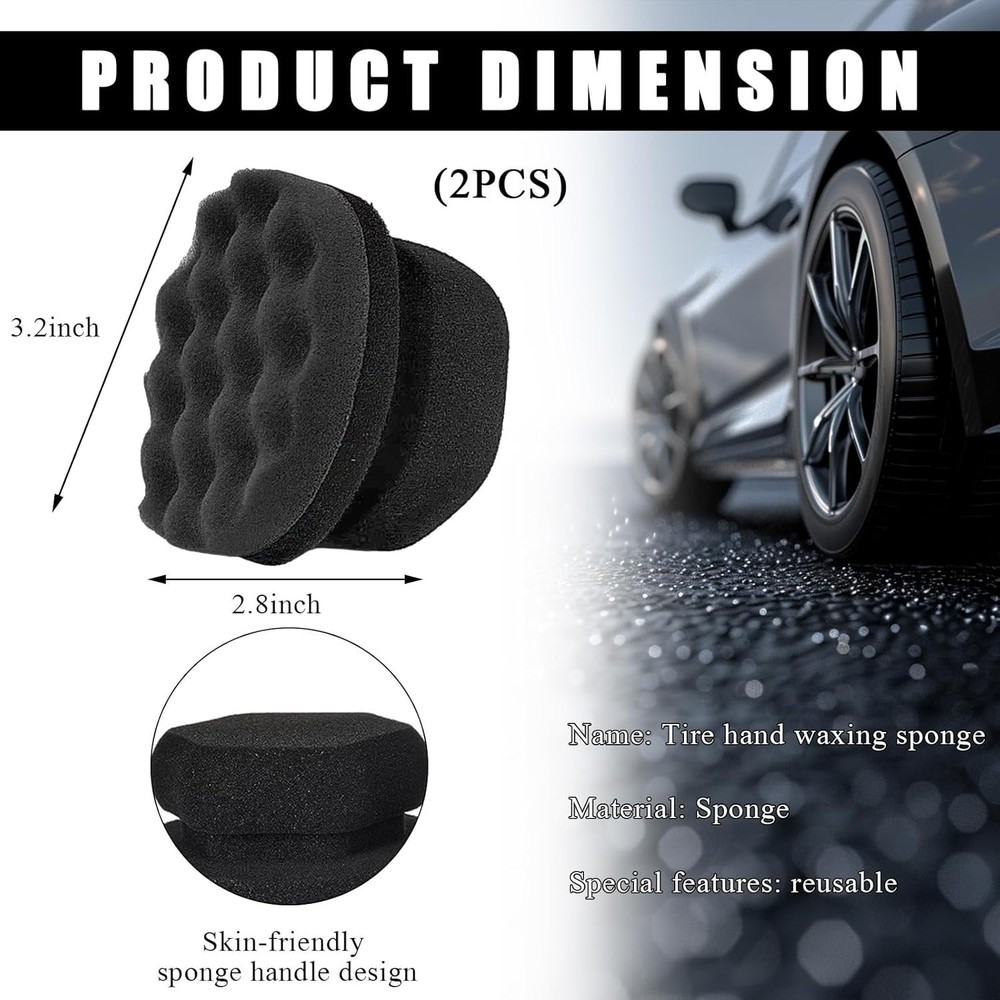 2 PCS Tire Dressing Applicator Pads, Reusable Hex Grip Tire Shine Applicator ...