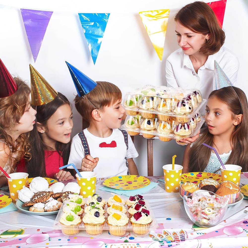 Lendex 12 Count x 12 Sets Cupcake Carrier With 150 Pack Liners, Stackable Pla...