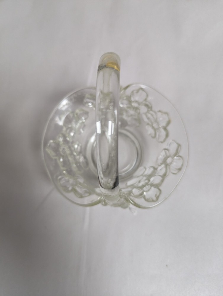 Flower Embossed Glass Candy Dish with Handle