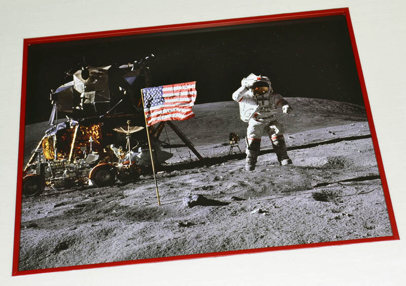 APOLLO 16 Space Flown Beta PATCH, COA, Custom Frame, Astronaut Picture, DVD