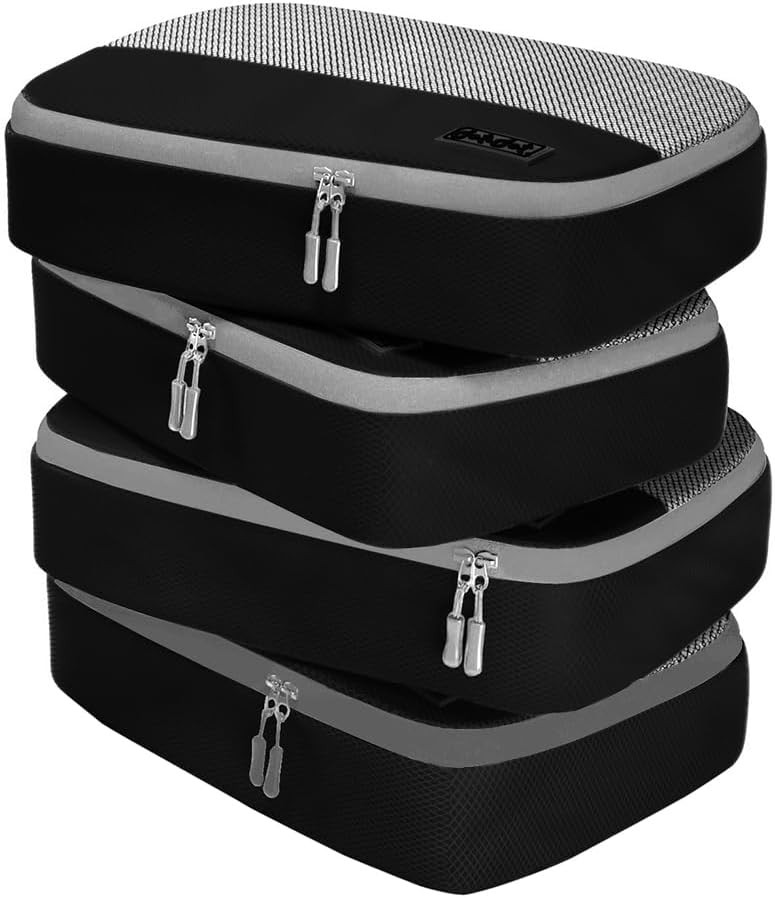 Dot&Dot Medium Packing Cubes - 4 Pcs Suitcase Set, 4pc Black -