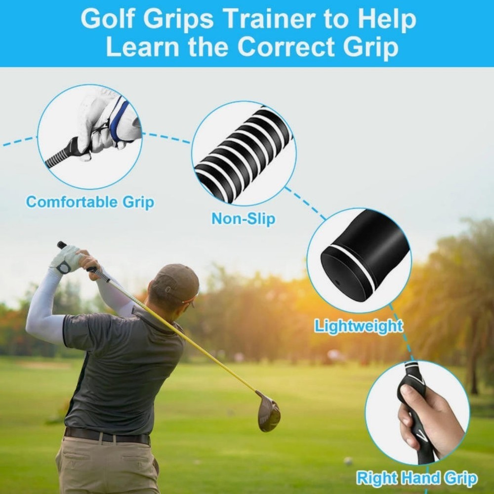 2Pcs Right-Hand Golf Swing Training Grip Standard Teaching Aid Warm Up Trainer