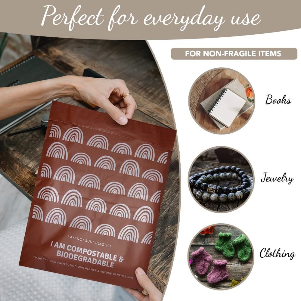 10 inches x 13 inches Compostable Mailers (50 Pack) Biodegradable Boho Design...